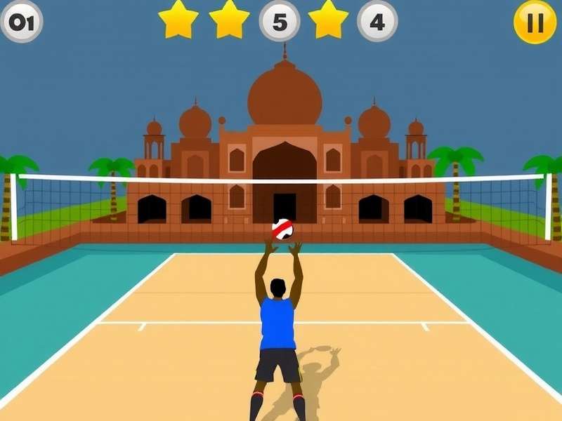Intense volleyball action in Taj Volley Stars Taj Volley Stars gameplay screenshot