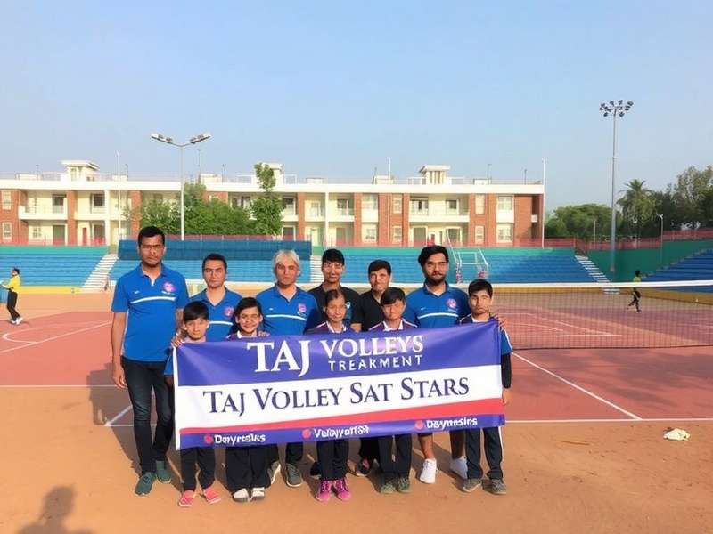 Live tournament action in the game Taj Volley Stars tournament